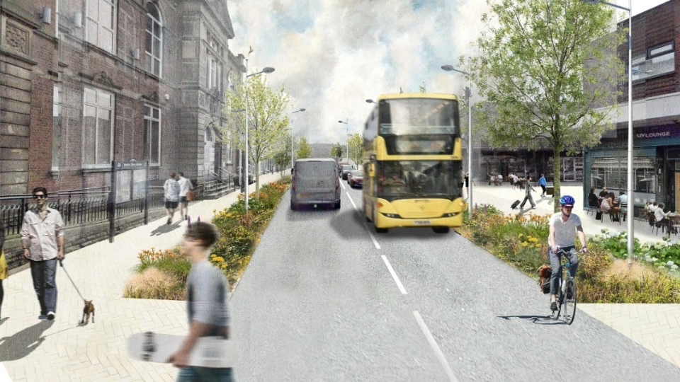 A CGI mock-up of how the Rochdale Road transport development in Royton centre might look A CGI mock-up of how the Rochdale Road transport development in Royton centre might look