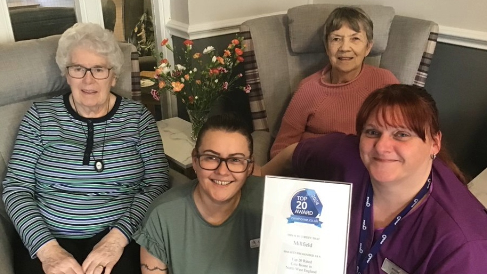 Millfield care home was rated on: Overall Experience; Facilities; Care / Support; Cleanliness, Treated with Dignity; Food and Drink; Staff; Activities; Management; Safety / Security; Rooms and Value for Money