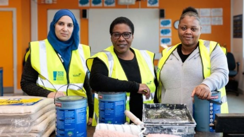 Three attendees on the DIY skills course