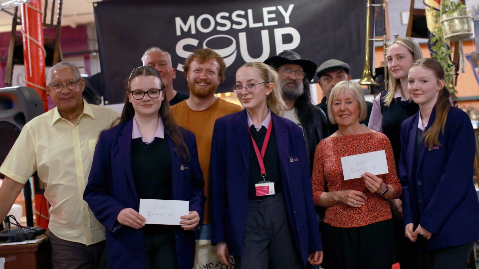Pictured are the Mossley SOUP 17 project presenters. Image courtesy of Postbox Photography Pictured are the Mossley SOUP 17 project presenters. Image courtesy of Postbox Photography