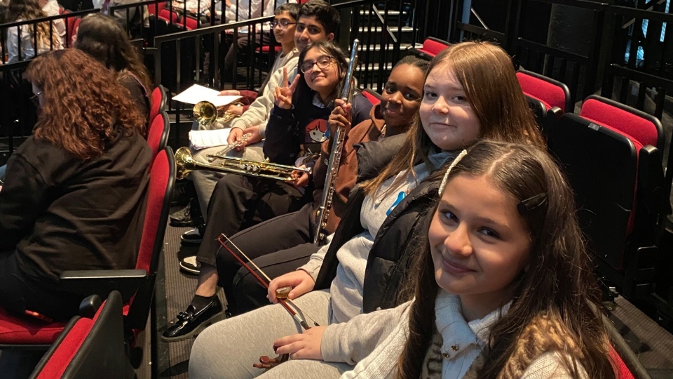 Hathershaw students pictured at the iconic Roundhouse venue in Camden