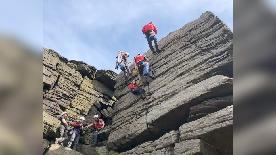 The rescue team were called into serious action during a rope rescue training session at Robs Rocks