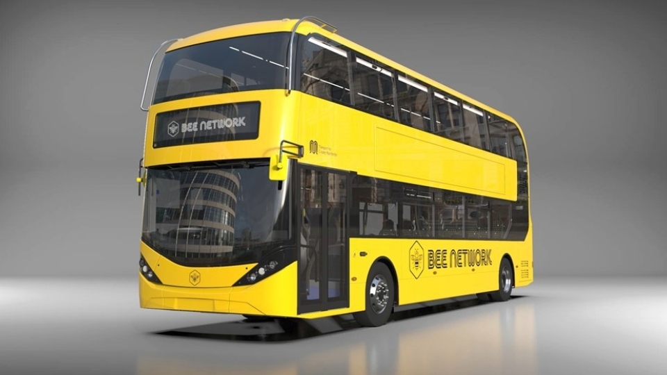 The new electric Bee Network buses ordered by Transport for Greater Manchester. Image courtesy of Alexander Dennis