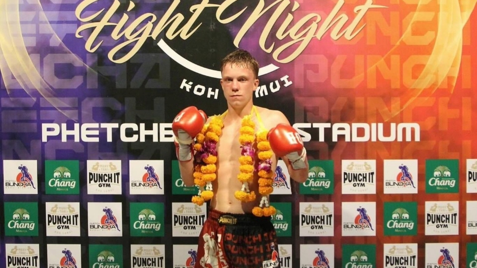 Ethan is pictured following his victory in Thailand Ethan is pictured following his victory in Thailand