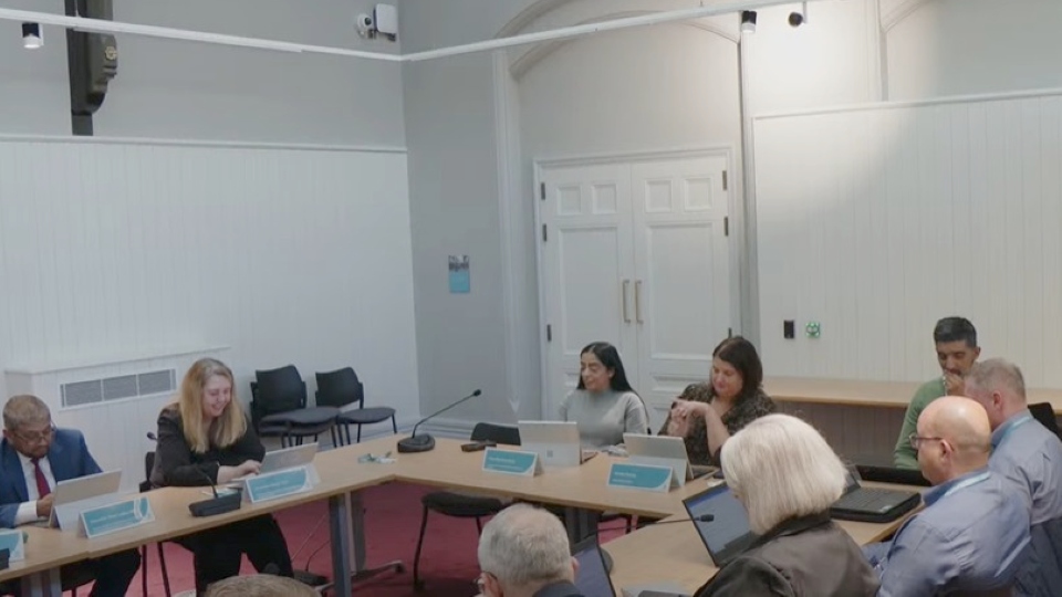 A scene from an Oldham Council cabinet meeting recently - in a new room at the J R Clynes building A scene from an Oldham Council cabinet meeting recently - in a new room at the J R Clynes building