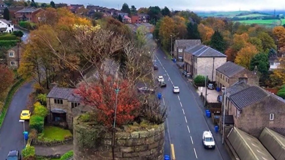 The Austerlands Chimney is pictured from above The Austerlands Chimney is pictured from above