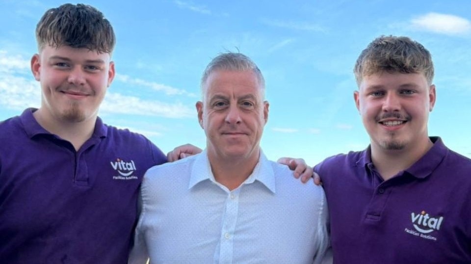 Nick Calcutt with his sons Caelan (left) and Cameron Nick Calcutt with his sons Caelan (left) and Cameron