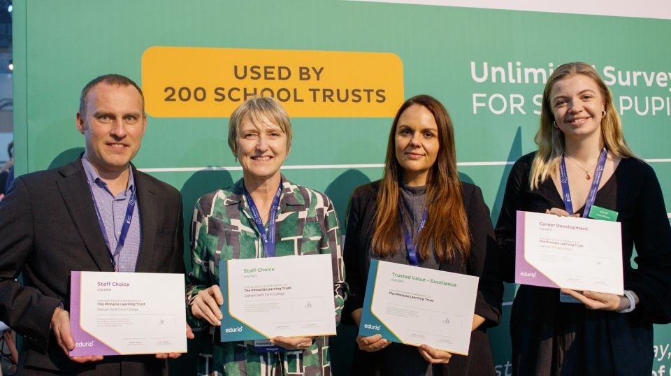 Pictured are (left to right): Stewart Ash CFO PLT, Pam McIlroy COO PLT, Danielle Hunt Lead Governance Professional PLT and Lucy Wilson Edurio