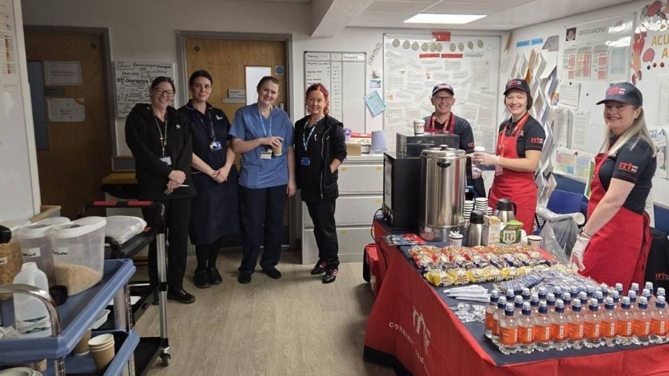 The Rapid Relief team thanking A&E staff at The Royal Oldham Hospital