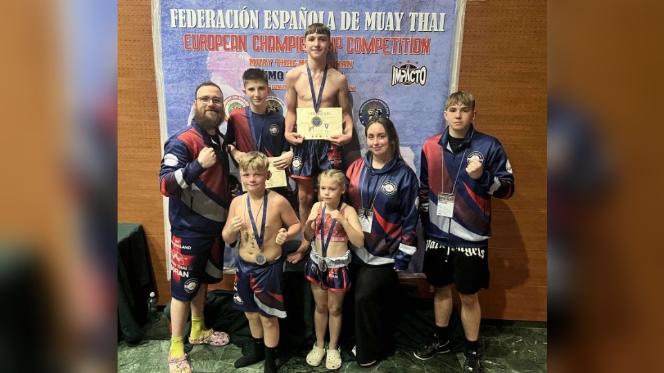 The Max Force Muay Thai gym contingent pictured in Spain