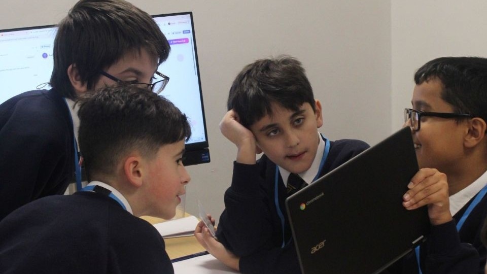 A team get stuck into the primary school hackathon