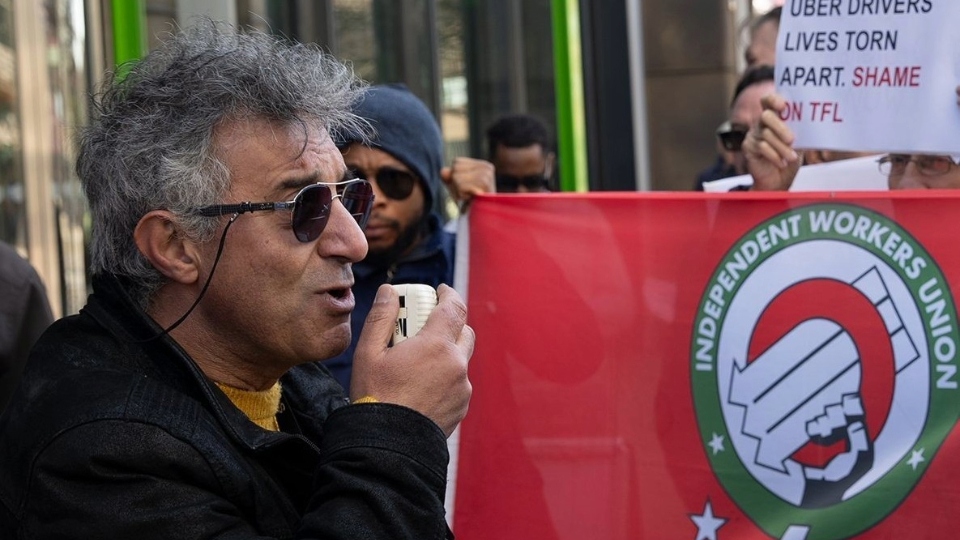 Nader Awaad, Chair of the IWGB Private Hire Drivers, pictured at another drivers' protest event in London. Image courtesy of IWGB Nader Awaad, Chair of the IWGB Private Hire Drivers, pictured at another drivers' protest event in London. Image courtesy of IWGB