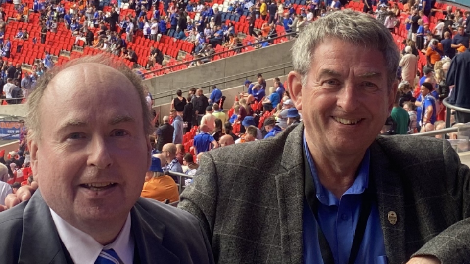 Latics writer Mark Rooney and his brother Paul pictured at Wembley just before Sunday's dramatic game Latics writer Mark Rooney and his brother Paul pictured at Wembley just before Sunday's dramatic game