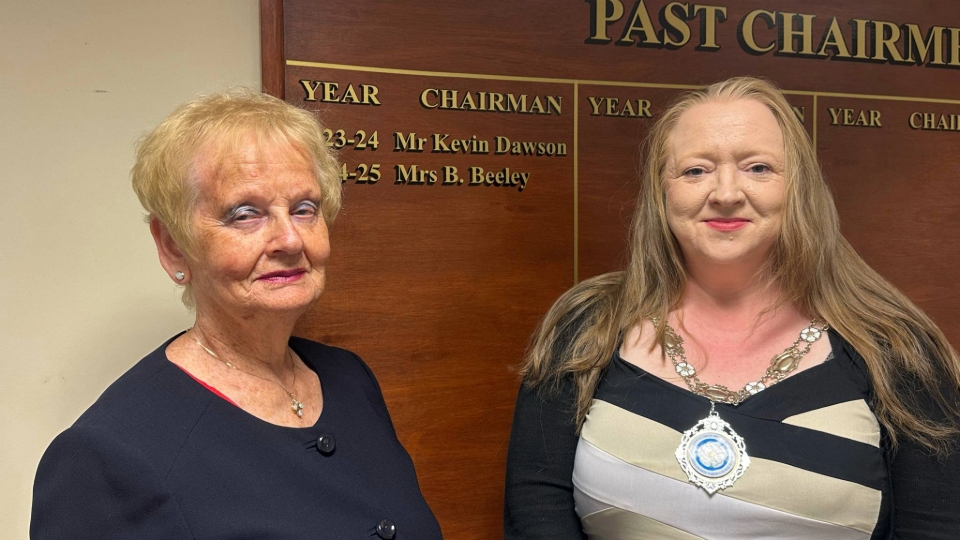 Councillor Helen Bidhop (right) is pictured with outgoing chair, Councillor Barbara Beeley