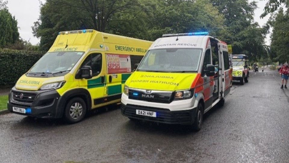 A scene from the rescue incident at Tandle Hill park A scene from the rescue incident at Tandle Hill park