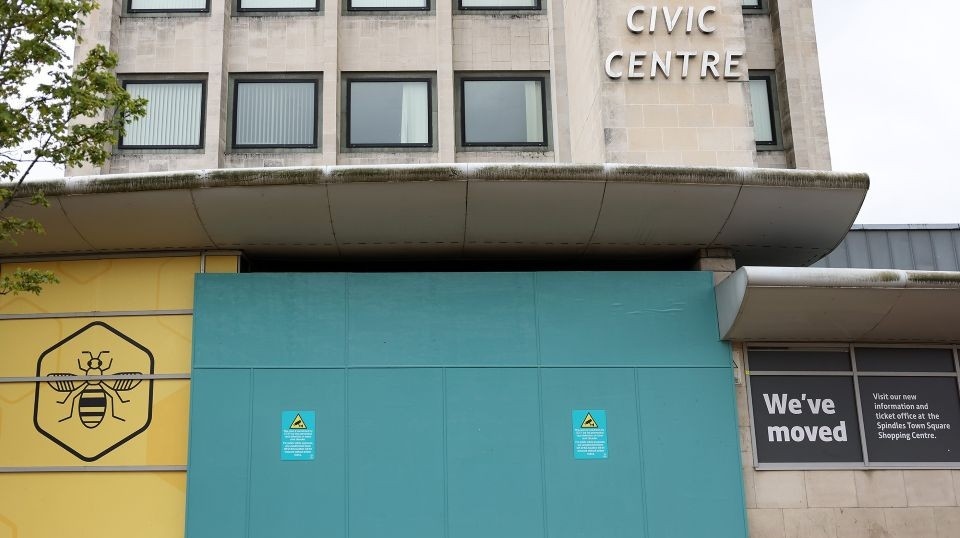 A homeless camp has been moved from outside the Civic Centre. Image courtesy of Sean Hansford / MEN