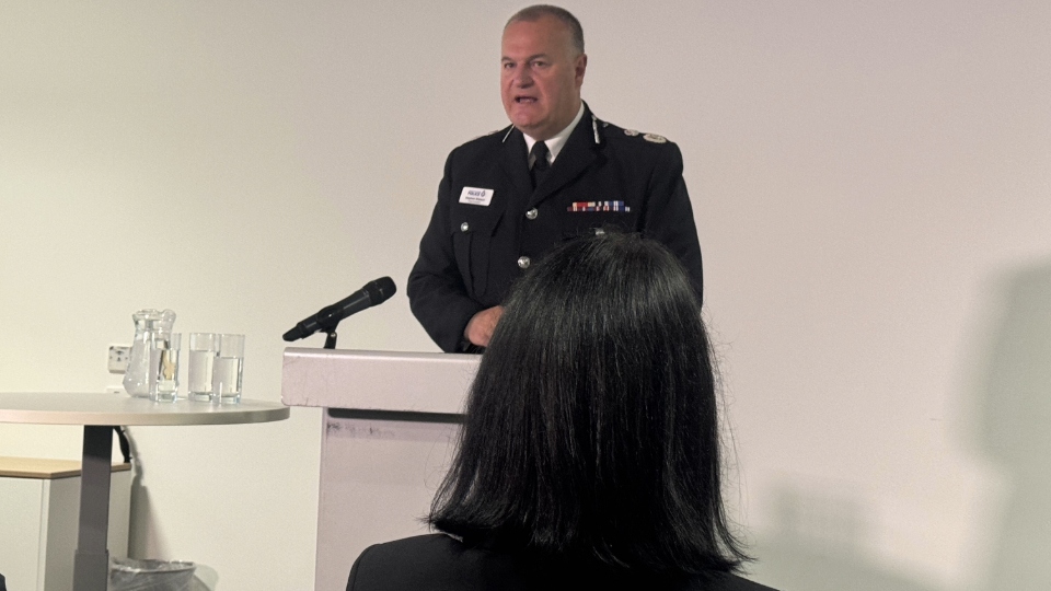 Stephen Watson speaking at a press conference today. Image courtesy of Sydney Morgan/LDRS