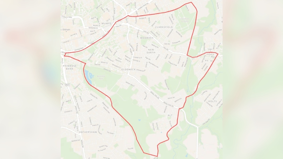 The Police Section 60 will be effective in the above areas. Image courtesy of GMP The Police Section 60 will be effective in the above areas. Image courtesy of GMP