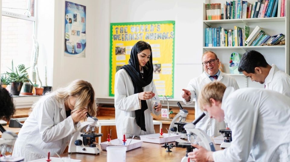 Hulme Grammar medical students busy in class Hulme Grammar medical students busy in class