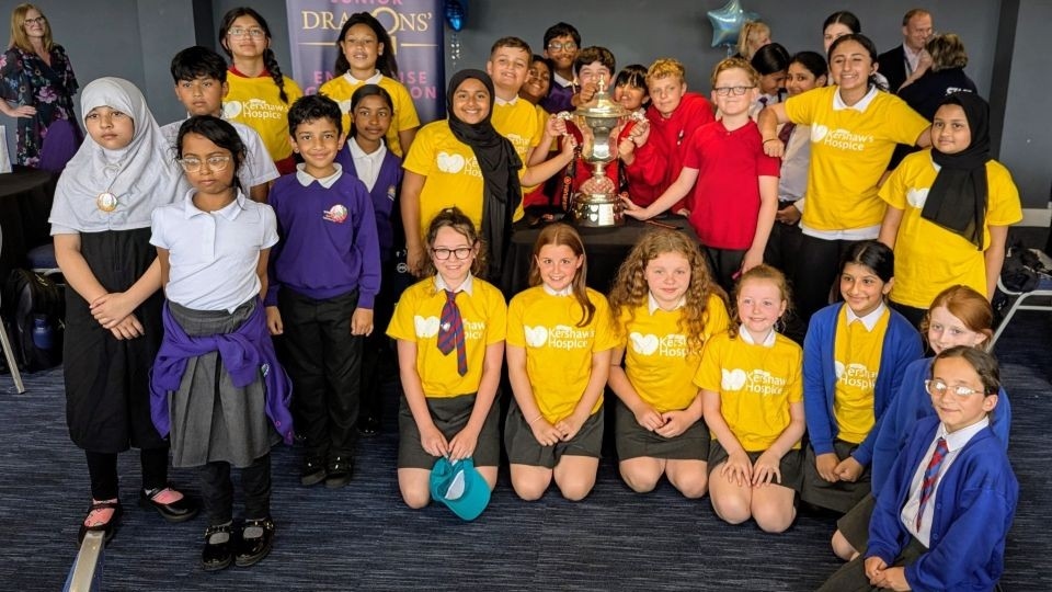 The 2025 Junior Dragons' Den finalists at the Oldham Events Centre