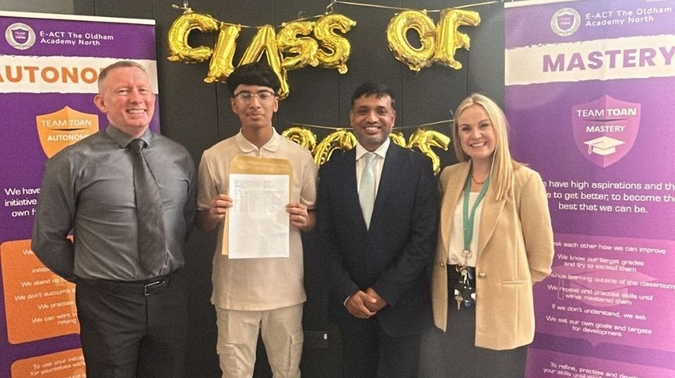 Tameem Shah (second from left) was the highest-attaining student this year with seven Grade 9s, two Grade 8s and a Grade 6 Tameem Shah (second from left) was the highest-attaining student this year with seven Grade 9s, two Grade 8s and a Grade 6