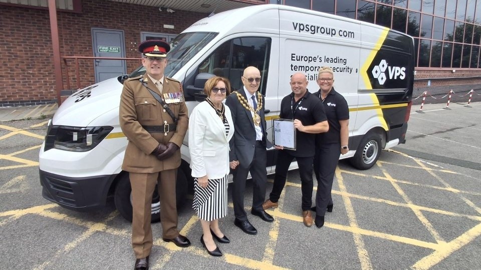 The award was presented to VPS by the Worshipful the Mayor of Oldham, Councillor Eddie Moores, and the Mayoress of Oldham, joined by Major Eddie Hardaker of the 75 Engineer Squadron, British Army