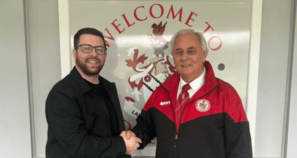 Dale Harris is welcomed back to Chadderton FC by club chairman Bob Sopel Dale Harris is welcomed back to Chadderton FC by club chairman Bob Sopel