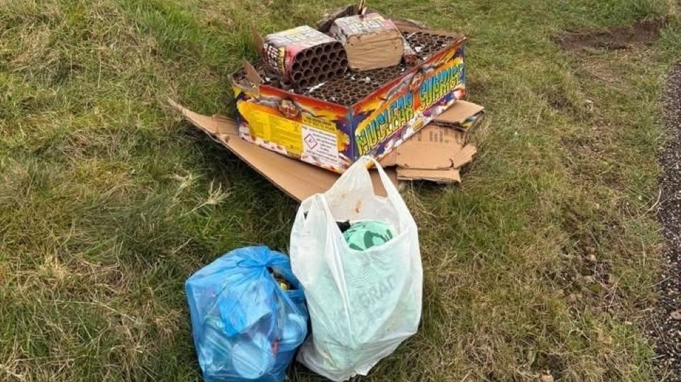 Just some of the rubbish which Karen cleared up from close to Hartshead Pike