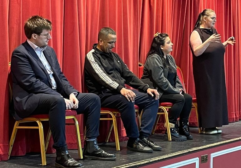 Fiona Goddard and panel of CSE survivors 