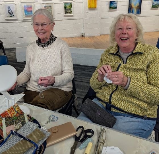 Enid and Joan at Canalside, Craft and Chat 