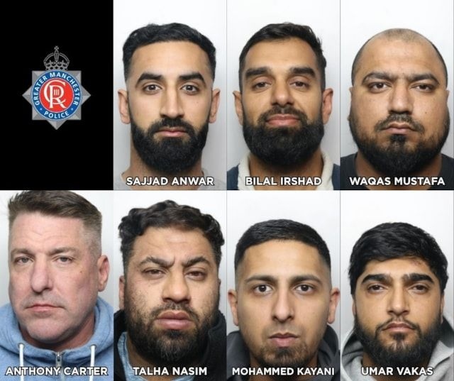 Mugshots of the seven men convicted 