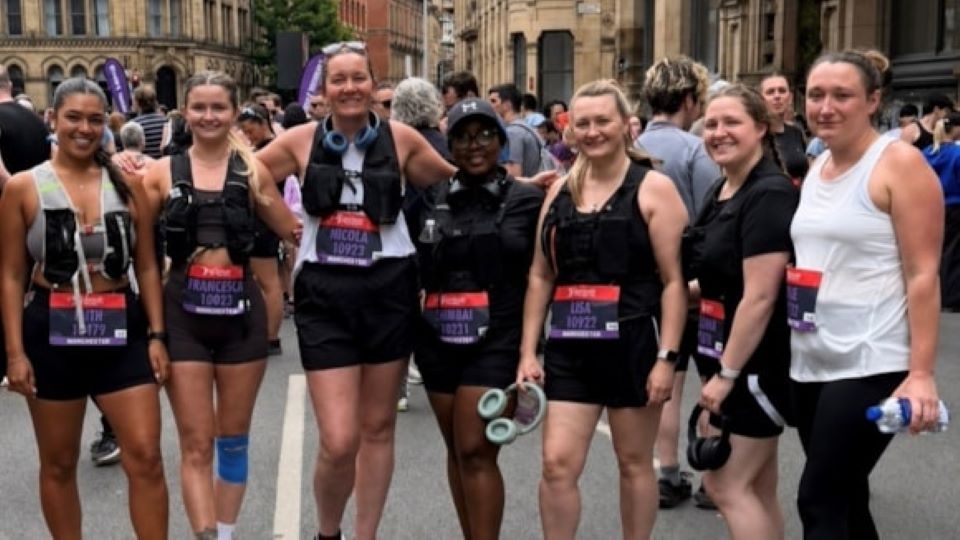 Nicola Gay, Francesca Horsfield, Beth Chay, Lisa Jenkins, Ashleigh Smith, Rhia Edwards and Vimbai Nzidha took on the challenge to raise money for the Welcome Into Our Care boxes 