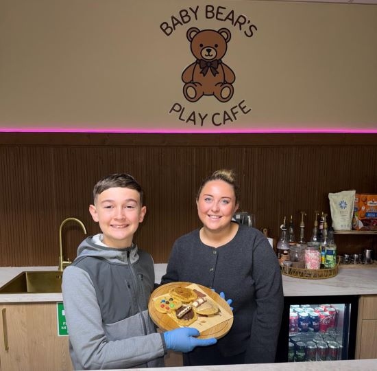 Carter Sinnott pictured with Lauren Grimes at Baby Bear's Play Cafe.