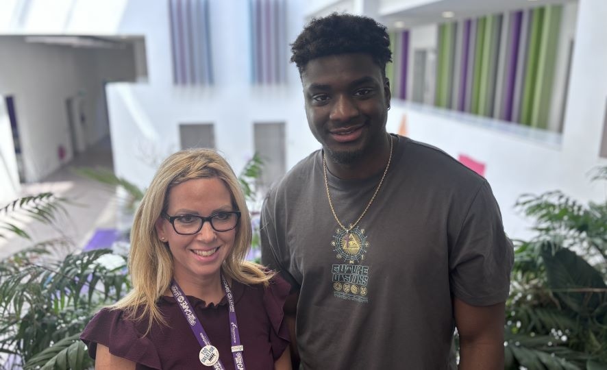 FCHO Employment Support Advisor Suzie Redpath with customer Nicholas Benson.