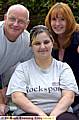 DONNA MOORE (centre) with her former foster carers Barry and Yvonne Cossins