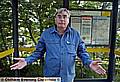 GOING nowhere . . . Councillor Ken Hulme in the unused shelter 