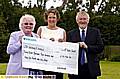GREAT start . . . Dr Kershaw’s Hospice appeals manager Brian Hurst accepts a cheque to kickstart the appeal from Winn Cameron (far left), chairman of HealthSure trustees; and Jackie Conboy, administration manager 