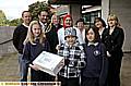 Presentation of £250 to Clic Sargent and a Wii to Nicole Hankes at the Civic Centre. Back row l-r, Wayne Hanks (Nicole's dad), Mayor Cllr. Shoab Akhtar, Lorna Philip (Hathershaw College), Mayoress Shafeena Kousar, Maggie Sweeney (Hathershaw College), Kay 