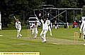 Crompton’s Kevin Stout appeals against Heywood’s Ruvin Peiris.