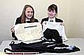 RECYCLED fashion . . . Fiona Bushell (left) and Madeline Edge with some of their garments 