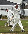 SO CLOSE . . . Oldham’s Mel Whittle cannot believe it as Milnrow’s Greg Jennings survives a dangerous delivery during Saturday’s game at the Pollards. 