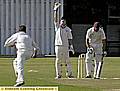 WERNETH wicketkeeper Nathan Griffin celebrates as Monton’s Trent Scott is bowled by Andy Walker in their cup clash. 