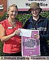CHRIS received his prize from Claire Johnson, First’s marketing manager