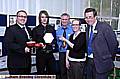 Pictured with some of the designs are teachers, from left, Andy Haughey, Mark Wemyss-Holden, Fred Thompson and Sarah Evans, with Peter Rothwell from OCR. 
