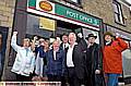 SAVED . . . locals celebrate victory with Councillors Val Sedgwick and Brian Lord (centre) 