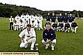 ON PARADE: Heyside captain Ian Reddish (far left) and Uppermill counterpart Mark Berry pose for a picture before the start of the Moore Cup final. 
