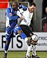 ACTION MAN . . . Reuben Hazell gets stuck in for Athletic. 