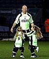 DADDY’S GIRLS . . . it was a special day for Athletic striker Lee Hughes at Leicester City on Saturday when his daughters Mia and Alana were the Latics mascots proudly leading out the team at the Walkers Stadium.