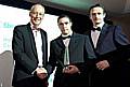 OTC apprentice Michael Mitton and OTC Manager Stephen Ramsbottom with Mouchelís Chief Executive Richard Cuthbert. 