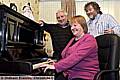 TICKLING the ivories . . . Councillor Joy Wrigglesworth with her partner Dave Houle (right) and Councillor Dave Hibbert 
